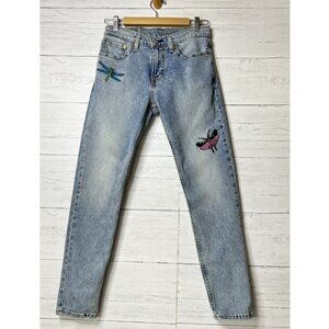 Levis Jeans Mens Size 29X30 Slim Taper Butterfly Dragonfly Embroidered